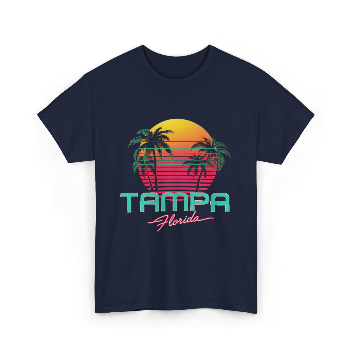 Tampa Florida Retro Art T-Shirt - Navy