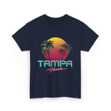 Tampa Florida Retro Art T-Shirt - Navy