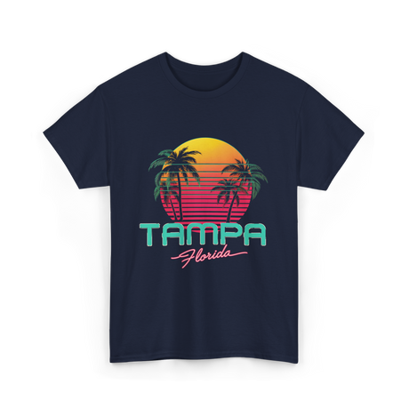 Tampa Florida Retro Art T-Shirt - Navy