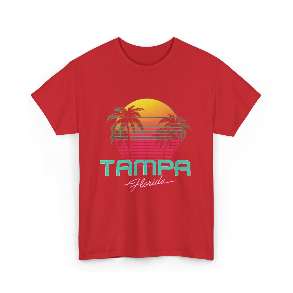 Tampa Florida Retro Art T-Shirt - Red