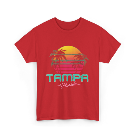 Tampa Florida Retro Art T-Shirt - Red