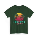 Tampa Florida Retro Art T-Shirt - Forest Green