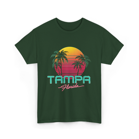 Tampa Florida Retro Art T-Shirt - Forest Green