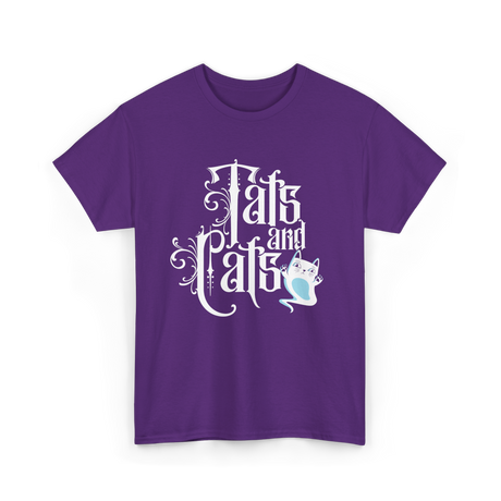 Tats and Cats Art Tattoo T-Shirt - Purple