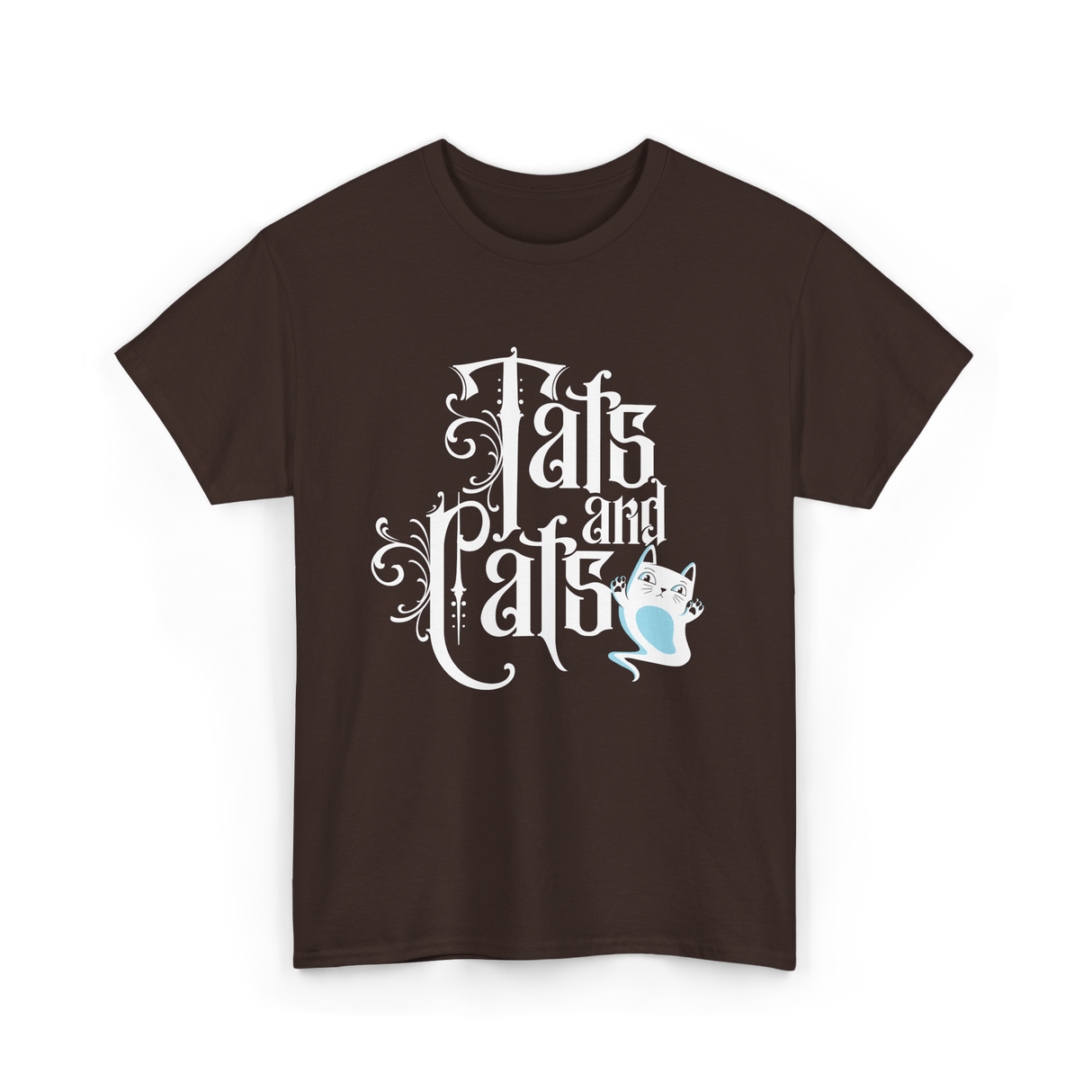 Tats and Cats Art Tattoo T-Shirt - Dark Chocolate