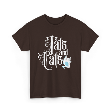 Tats and Cats Art Tattoo T-Shirt - Dark Chocolate