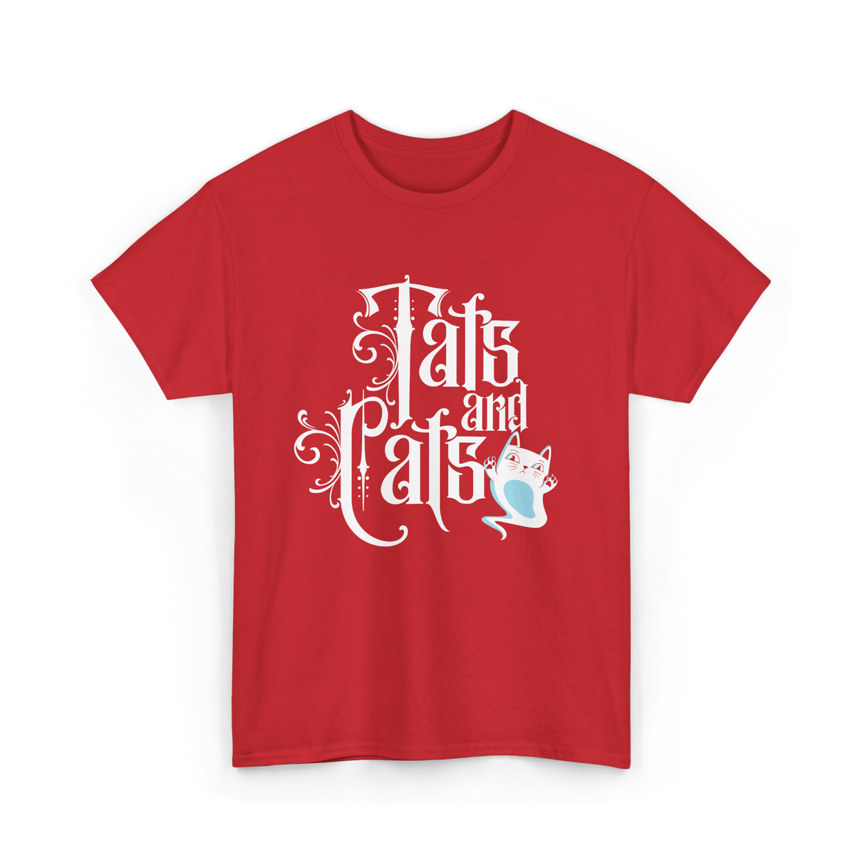 Tats and Cats Art Tattoo T-Shirt - Red