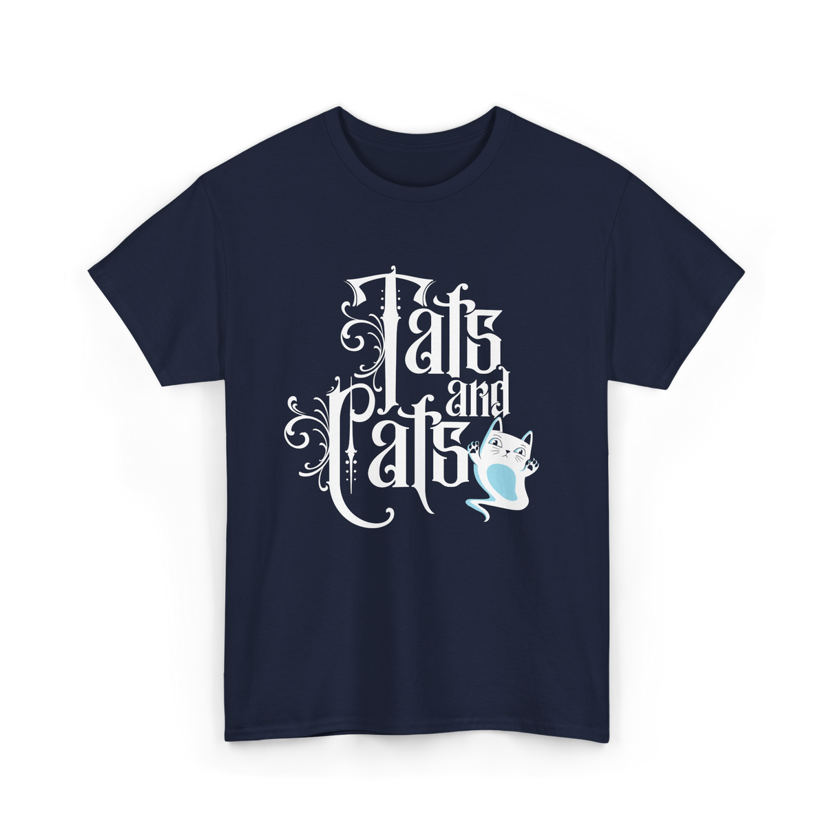 Tats and Cats Art Tattoo T-Shirt - Navy