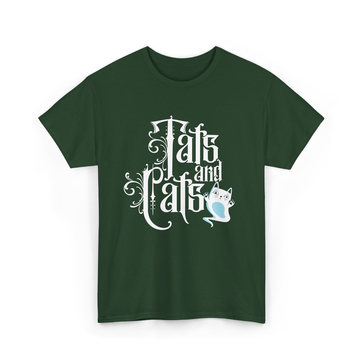 Tats and Cats Art Tattoo T-Shirt - Forest Green