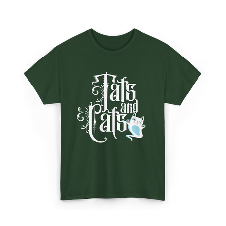 Tats and Cats Art Tattoo T-Shirt - Forest Green