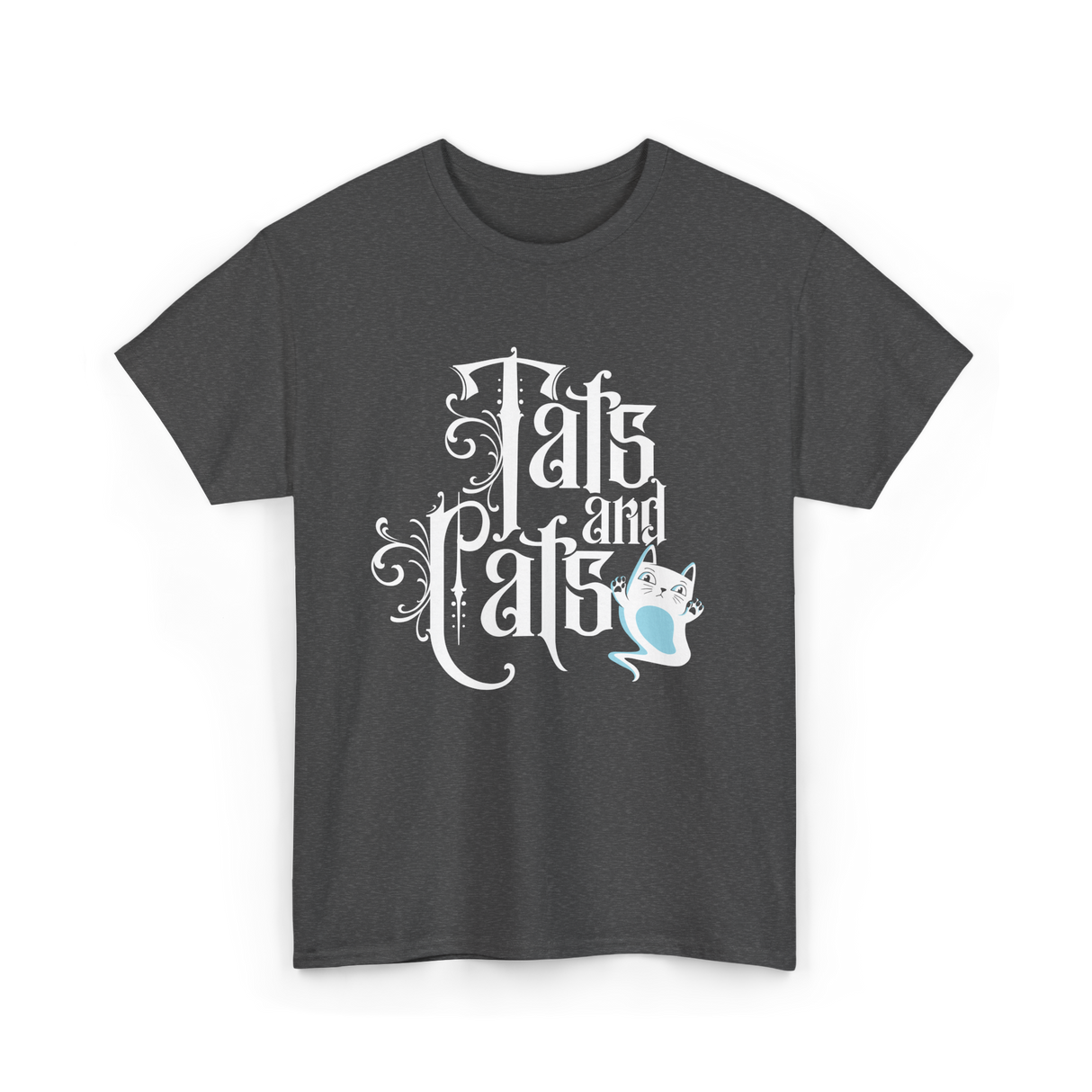 Tats and Cats Art Tattoo T-Shirt - Dark Heather