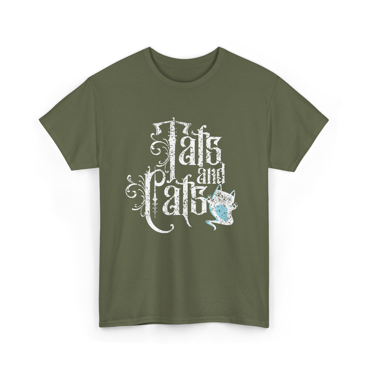 Tats and Cats Cat Tattoo T-Shirt - Military Green