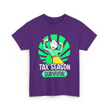 Tax Season Survivor Taxes Humor T-Shirt - Purple