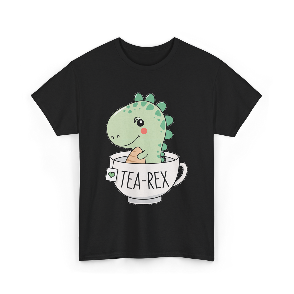 Tea Rex Cute Dinosaur T-Shirt - Black