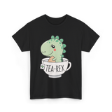 Tea Rex Cute Dinosaur T-Shirt - Black