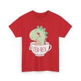 Tea Rex Cute Dinosaur T-Shirt - Red