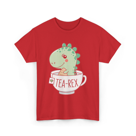 Tea Rex Cute Dinosaur T-Shirt - Red