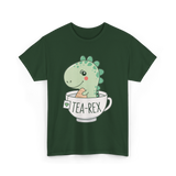 Tea Rex Cute Dinosaur T-Shirt - Forest Green