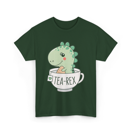 Tea Rex Cute Dinosaur T-Shirt - Forest Green