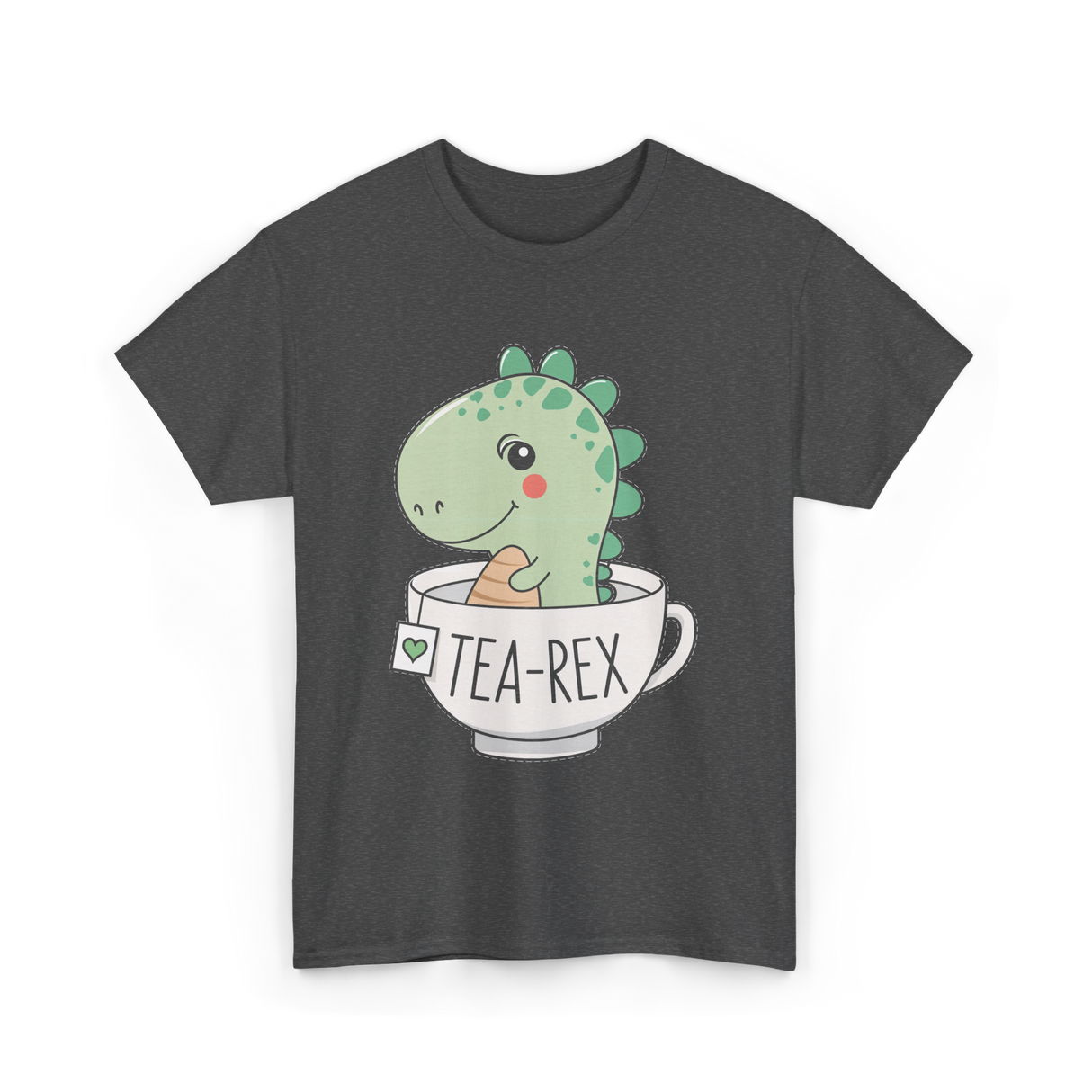 Tea Rex Cute Dinosaur T-Shirt - Dark Heather