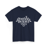 Teacher Besties Friendship Teachers T-Shirt - Navy