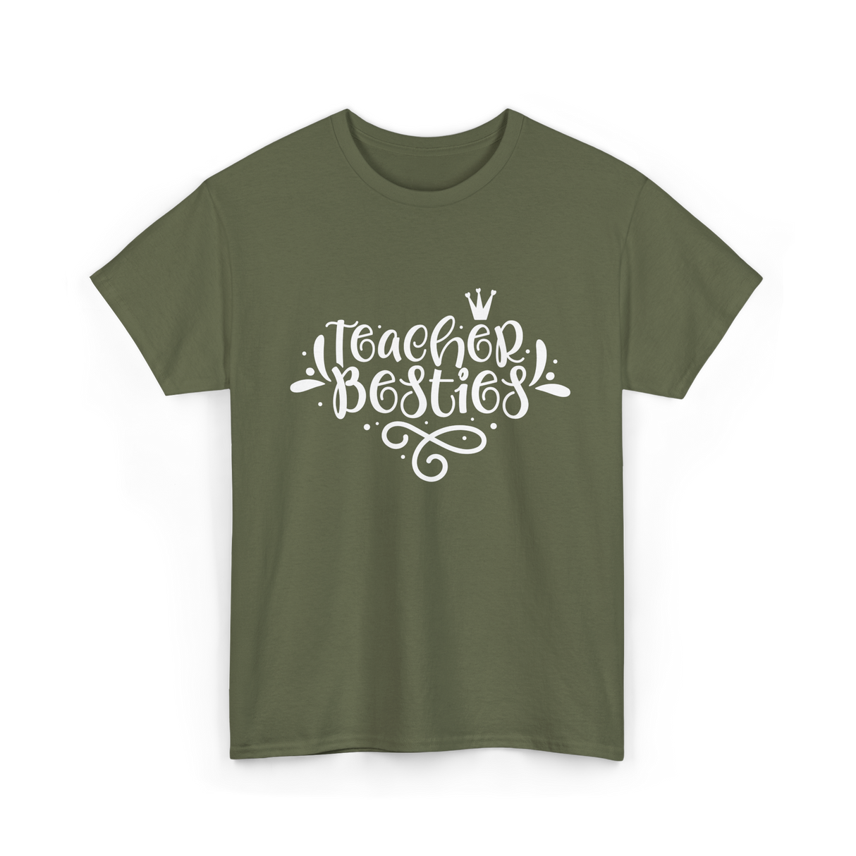 Teacher Besties Friendship Teachers T-Shirt - Military Green