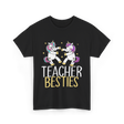 Teacher Besties Unicorn Friendship T-Shirt - Black