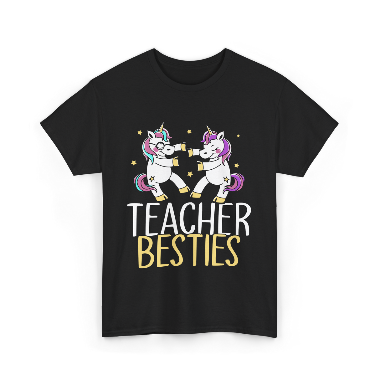 Teacher Besties Unicorn Friendship T-Shirt - Black