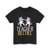 Teacher Besties Unicorn Friendship T-Shirt - Black