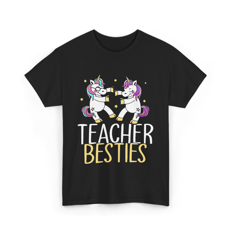 Teacher Besties Unicorn Friendship T-Shirt - Black