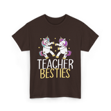 Teacher Besties Unicorn Friendship T-Shirt - Dark Chocolate