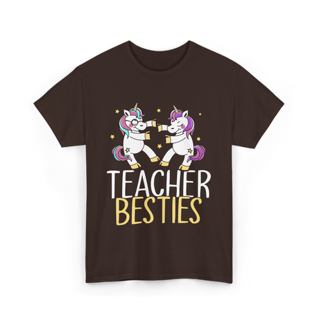 Teacher Besties Unicorn Friendship T-Shirt - Dark Chocolate