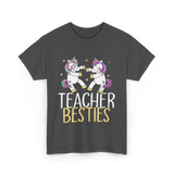 Teacher Besties Unicorn Friendship T-Shirt - Dark Heather