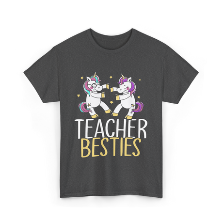 Teacher Besties Unicorn Friendship T-Shirt - Dark Heather