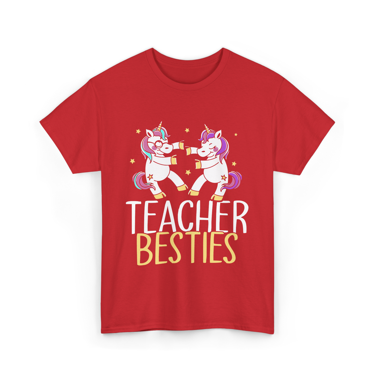 Teacher Besties Unicorn Friendship T-Shirt - Red