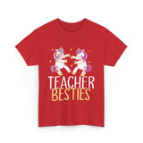 Teacher Besties Unicorn Friendship T-Shirt - Red