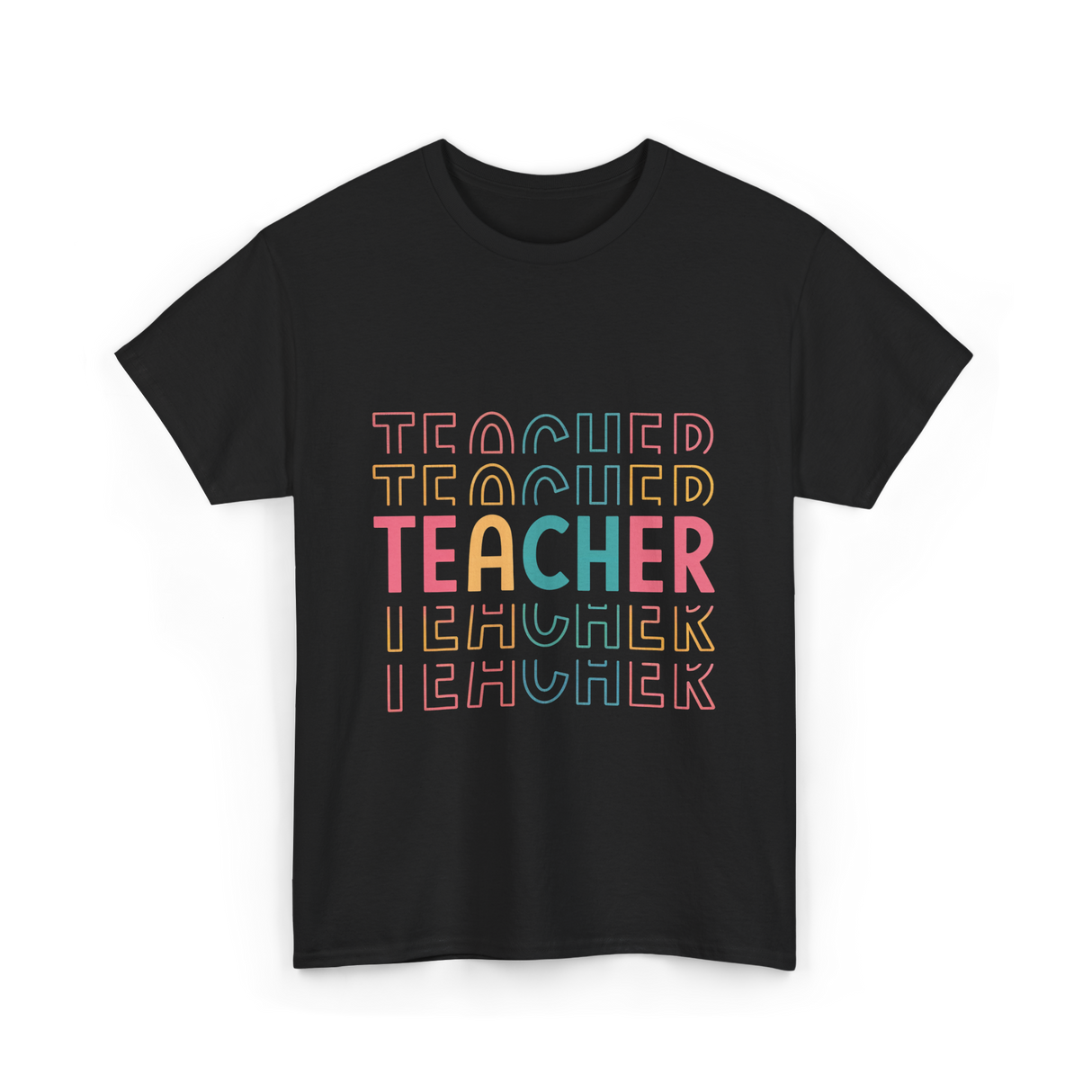 Teacher Colorful Design Teacher T-Shirt - Black