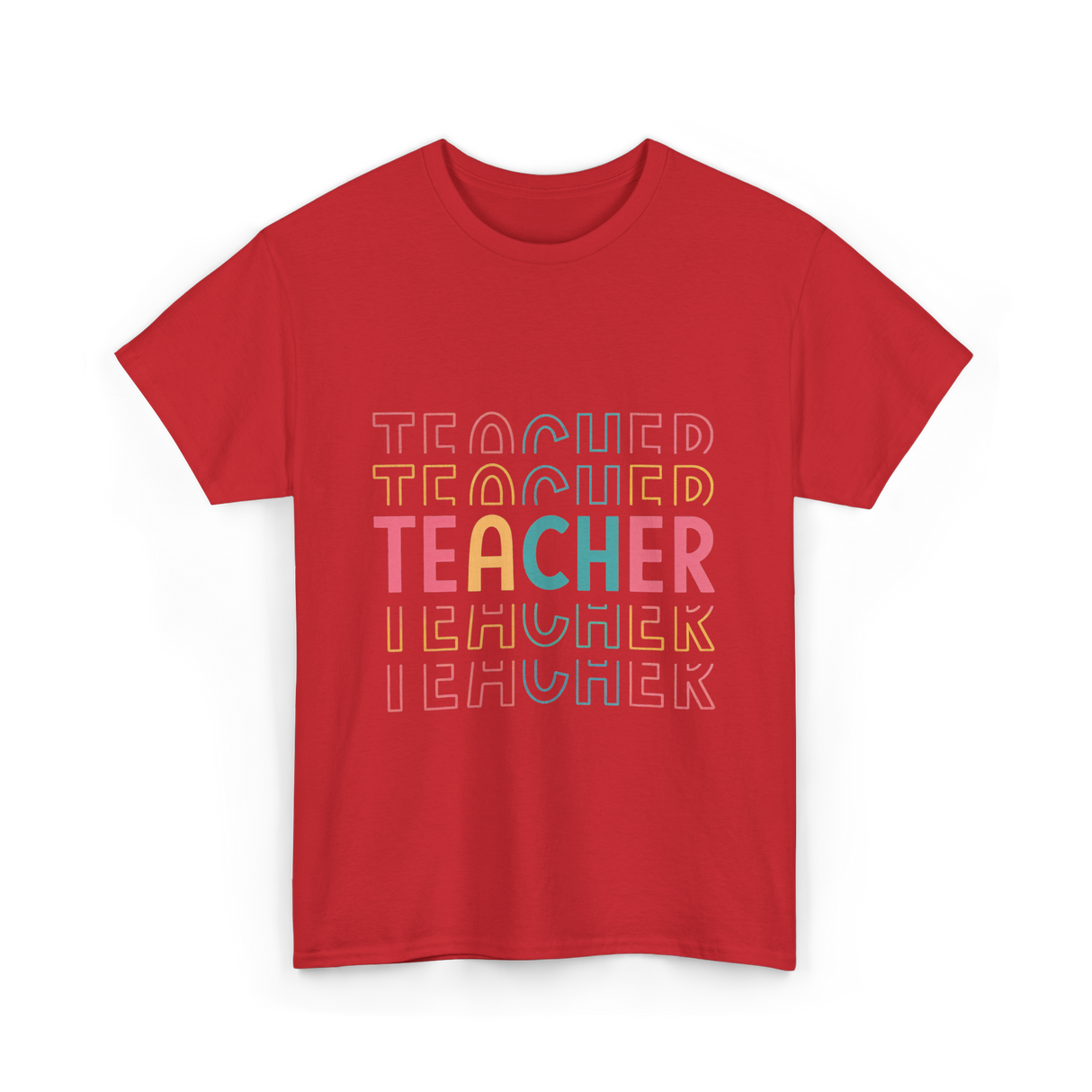 Teacher Colorful Design Teacher T-Shirt - Red