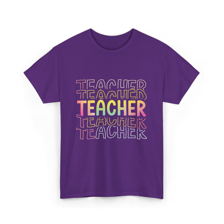 Teacher Colorful Education Teacher T-Shirt - Purple