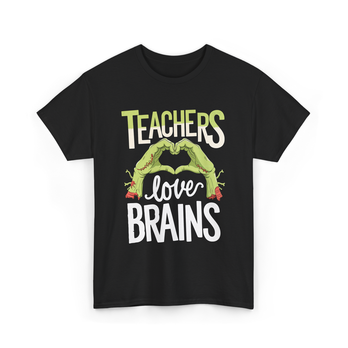 Teachers Love Brains Halloween Costume T-Shirt - Black