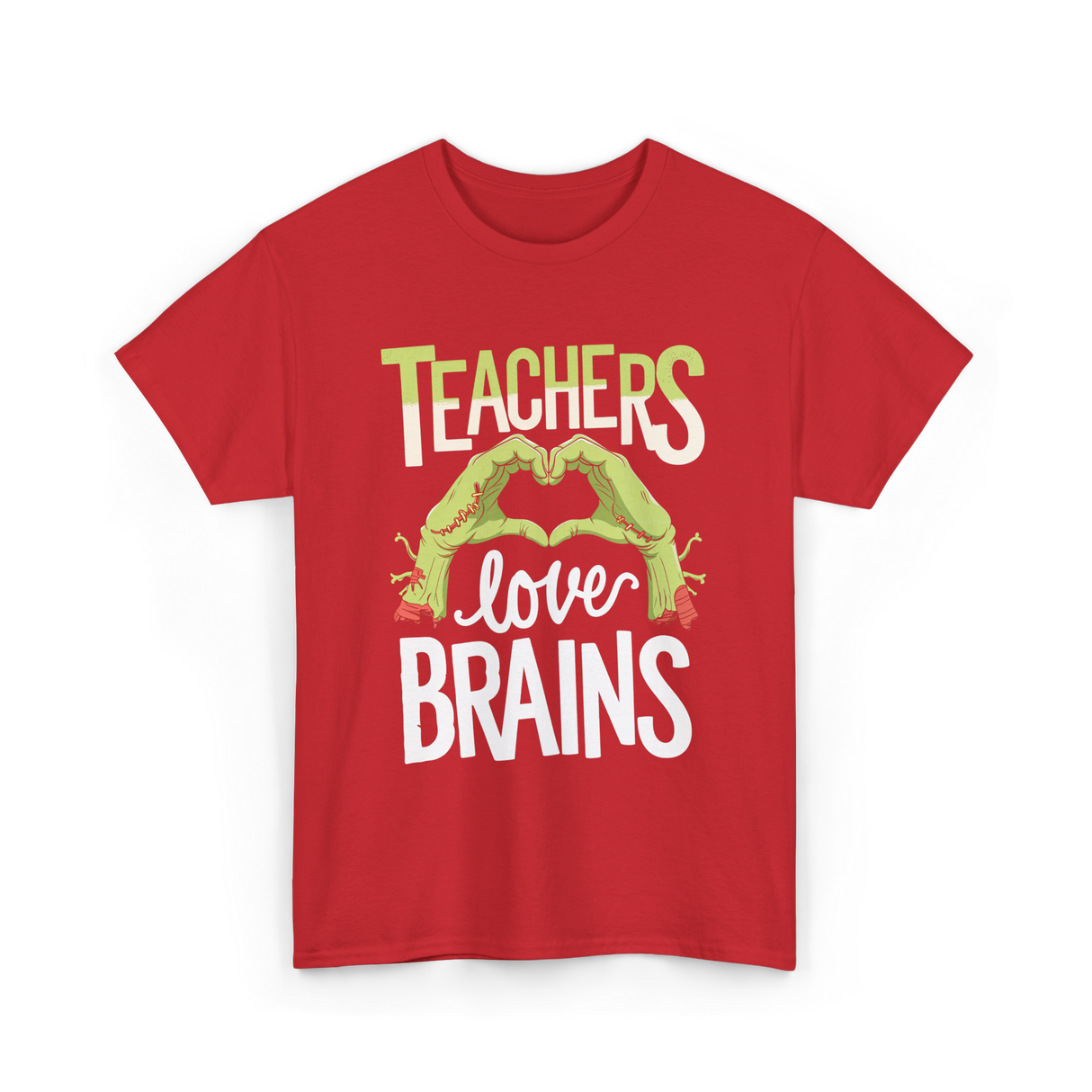 Teachers Love Brains Halloween Costume T-Shirt - Red