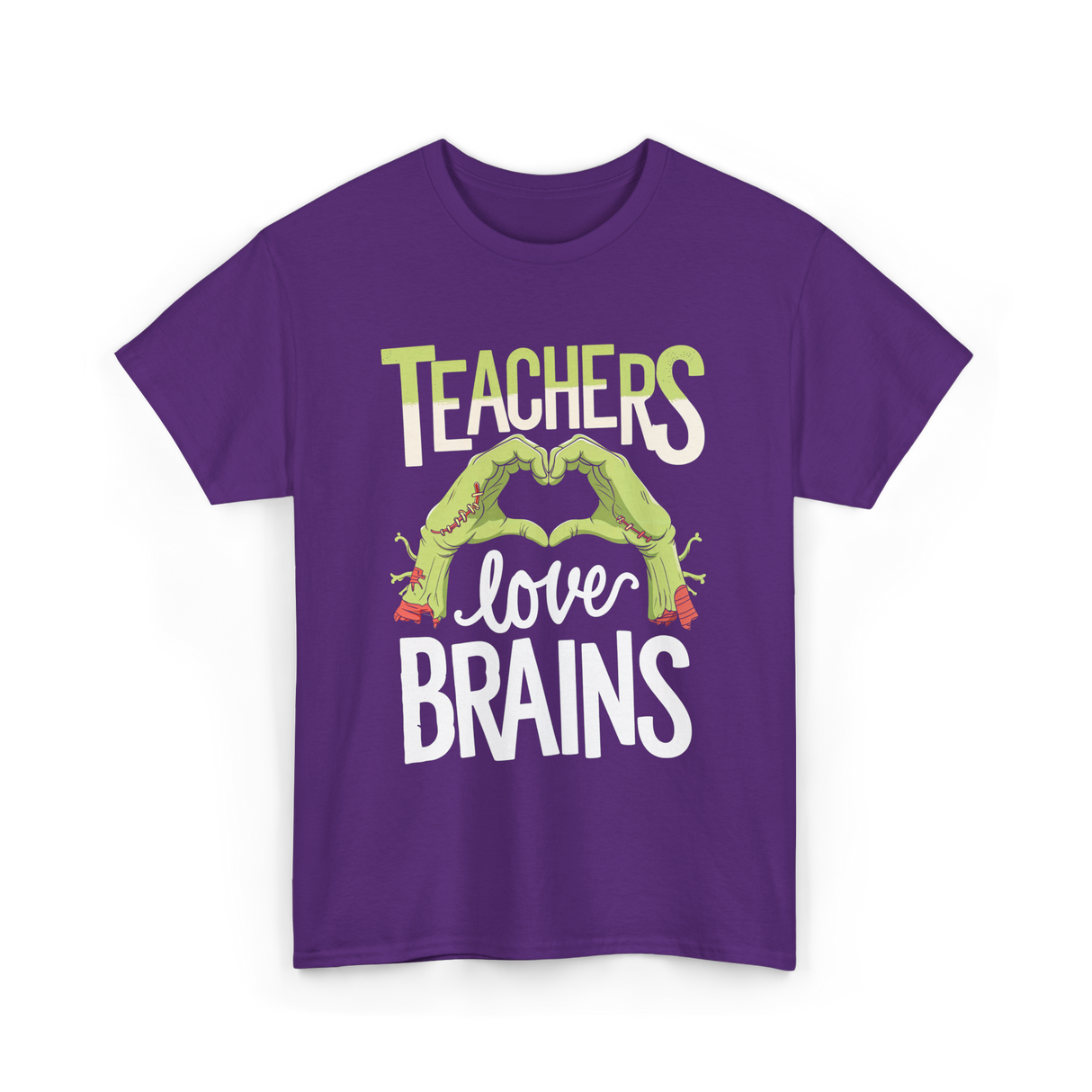 Teachers Love Brains Halloween Costume T-Shirt - Purple