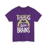 Teachers Love Brains Halloween Costume T-Shirt - Purple