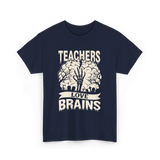 Teachers Love Brains Halloween T-Shirt - Navy