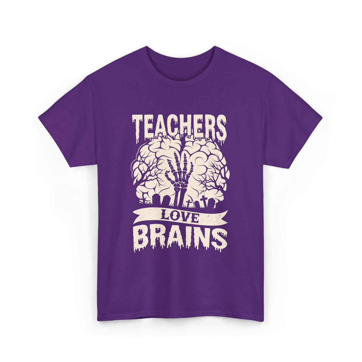 Teachers Love Brains Halloween T-Shirt - Purple