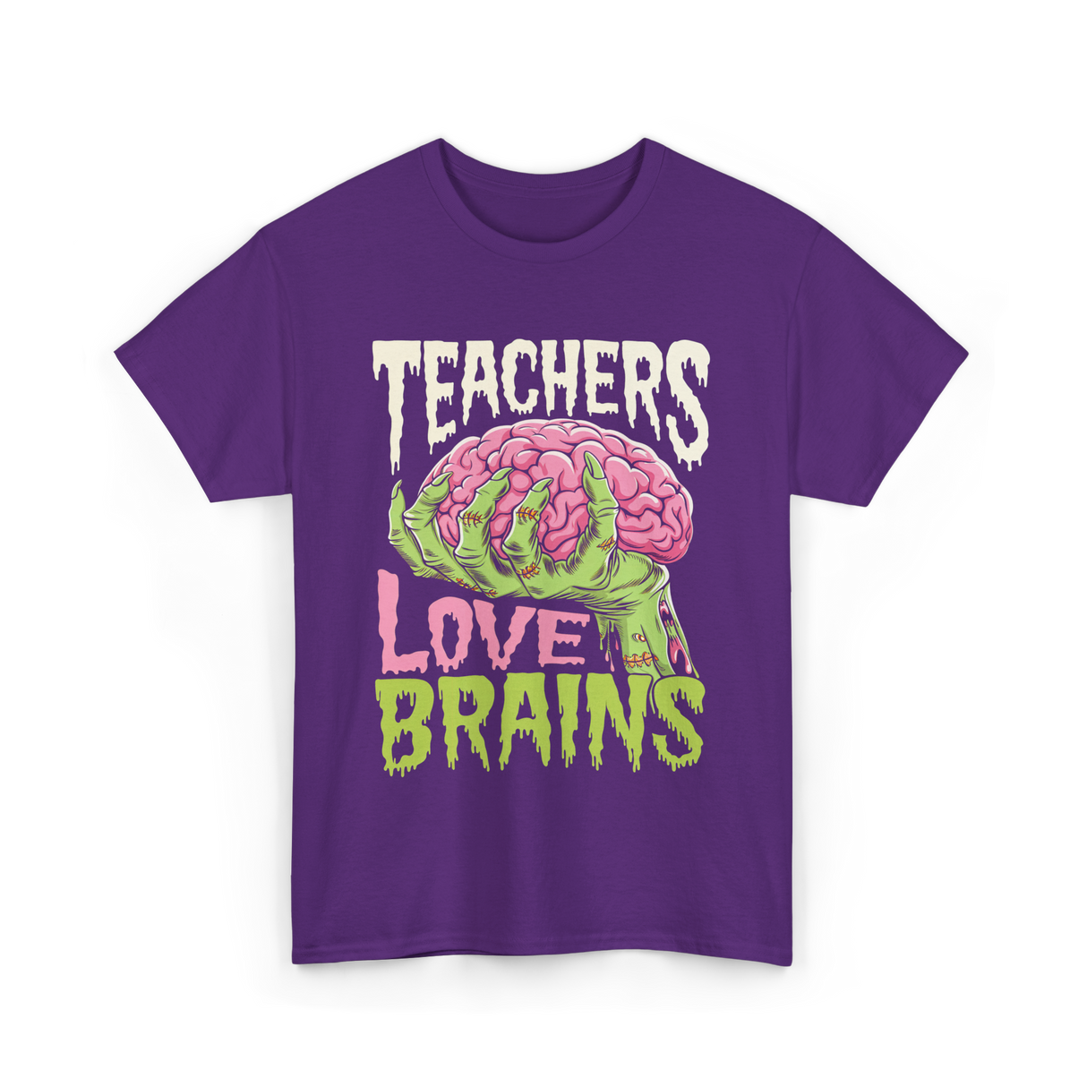 Teachers Love Brains Halloween T-Shirt - Purple