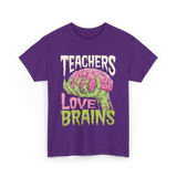 Teachers Love Brains Halloween T-Shirt - Purple