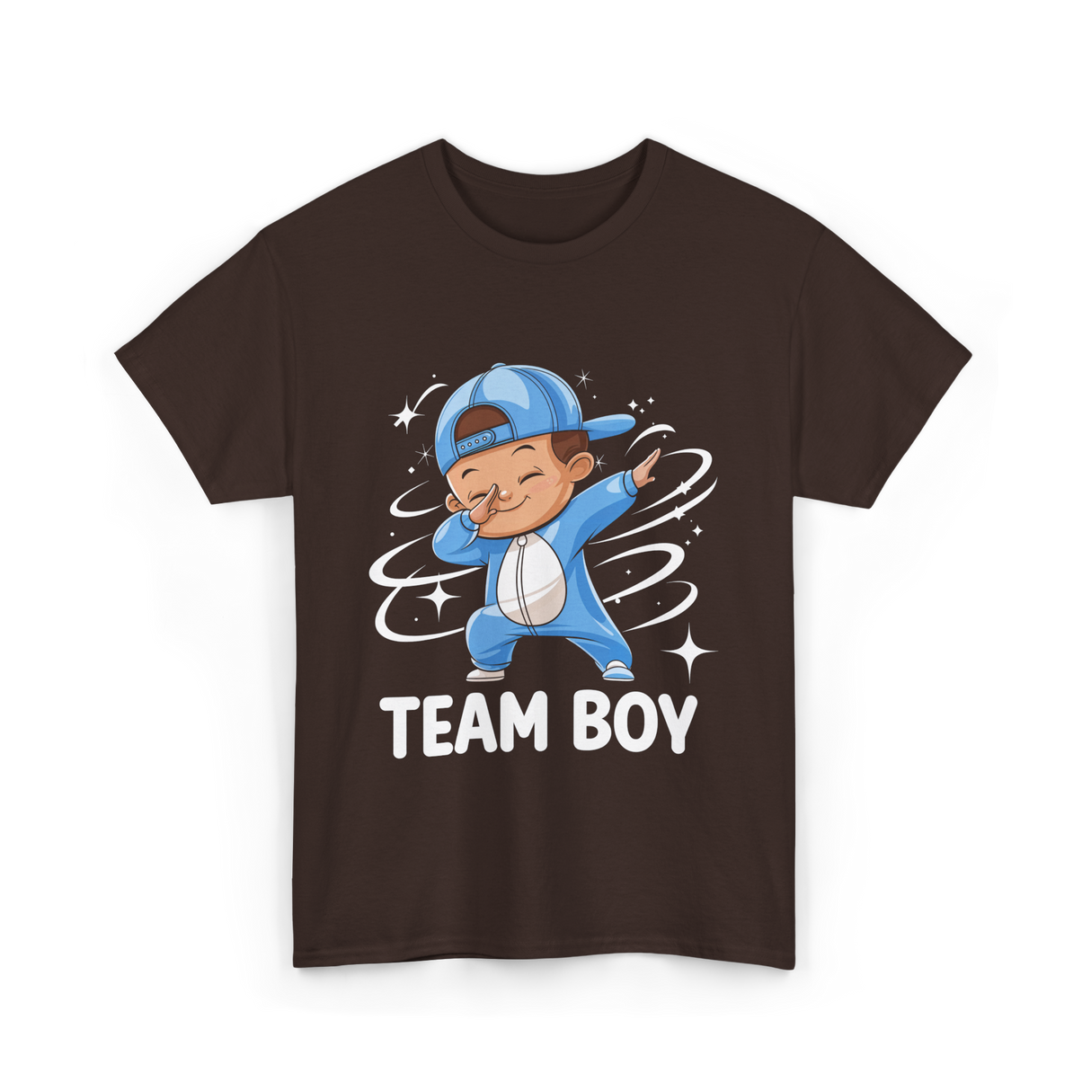 Team Boy Baby Announcement T-Shirt - Dark Chocolate