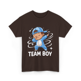 Team Boy Baby Announcement T-Shirt - Dark Chocolate