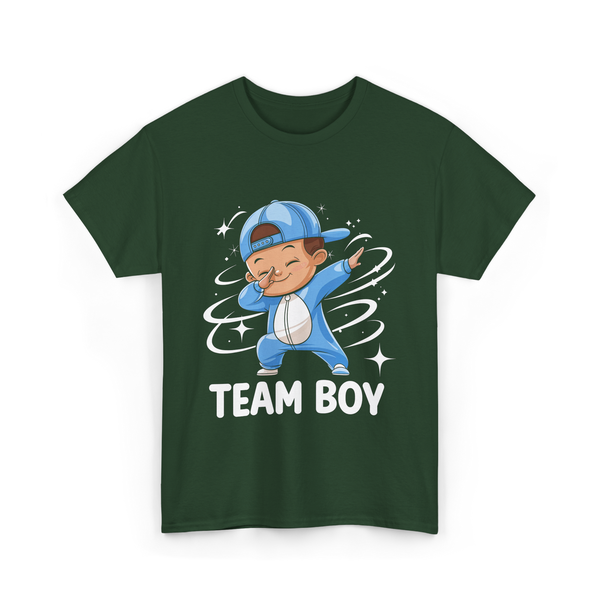 Team Boy Baby Announcement T-Shirt - Forest Green